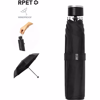 Immagine di Ombrello pieghevole 21" Claris in pongee RPET windproof colore nero