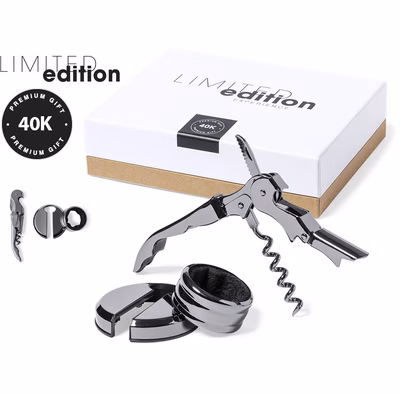 Immagine di Set vino 3pz Zerquen in acciaio inox colore nero