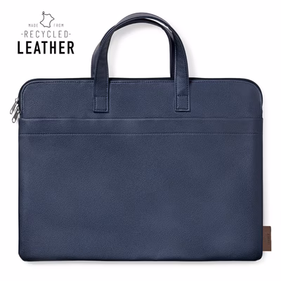 Immagine di Portadocumenti imbottito Poirel in pelle riciclata cm 40x31 colore blu