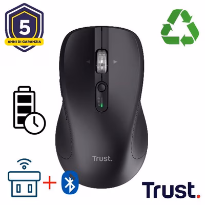 Immagine di TRUST MOUSE WIRELESS MULTICONNECT 2x BT + WL 2,4GHZ CON 25673