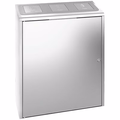 Immagine di Cestino gettacarte MEDIAL Malta in acciaio 70 litri per la raccolta differenziata colore acciaio