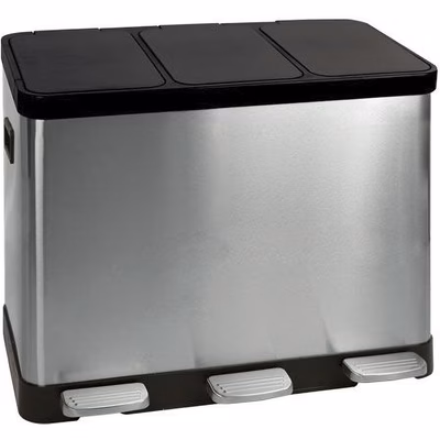 Immagine di Pattumiera a pedale MEDIAL MULTIFLUX in acciaio per la raccolta differenziata colore inox satinato