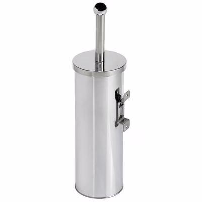 Immagine di Portascopino murale + scopino MEDIAL BASIC METAL MURAL in acciaio inox brillante