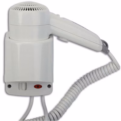 Immagine di Asciugacapelli uso alberghiero a pistola con supporto murale laterale MEDIAL YUL BASIC bianco