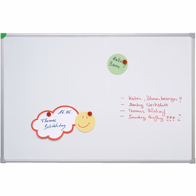 Immagine di Lavagna magnetica cancellabile in acciaio cornice alluminio anodizzato, ecolabel, 90x60 cm, argento