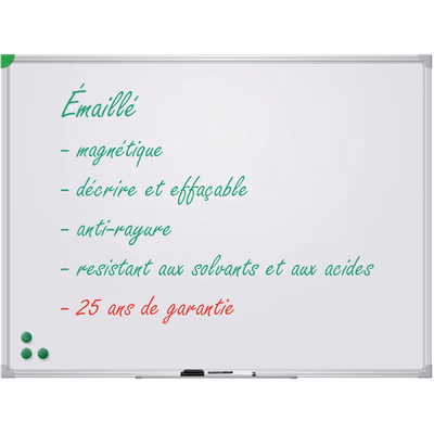 Immagine di Lavagna magnetica cancellabile smaltata cornice alluminio anodizzato, ecolabel, 120x90 cm, argento