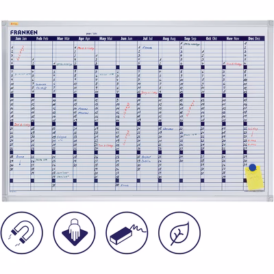 Immagine di Planner agenda annuale magnetico cancellabile a secco, 90 x 60 cm
