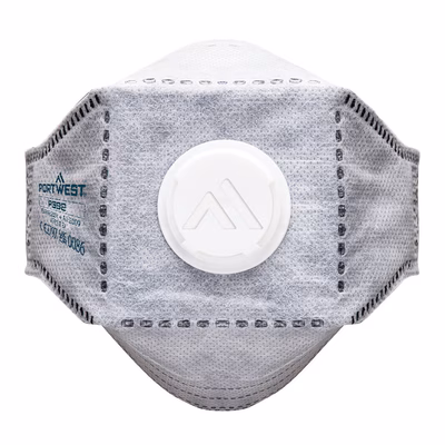 Immagine di Eagle FFP3 respiratore piatto pieghevole al carbonio con valvola pk10 PORTWEST P392 colore bianc