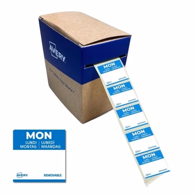 Immagine di Etichette alimentari AVERY giornaliere (lunedì) 25x25 mm colore blu