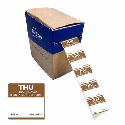 Immagine di Etichette alimentari AVERY giornaliere (giovedì) 25x25 mm colore marrone