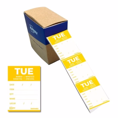 Immagine di Etichette alimentari AVERY giornaliere (martedì) 40x56 mm colore giallo