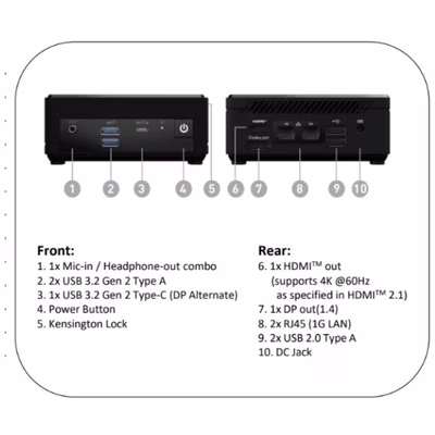 Immagine di Pc Desktop free dos intel pentium 0 gb MSI CUBI N ADL S-226BEU 936-B0A921-226