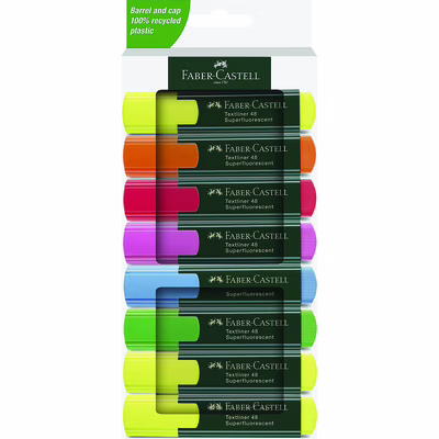 Immagine di Evidenziatore FABER CASTELL TEXTLINER 48 SUPERFLUORESCENT punta a scalpello - 8 colori assortiti
