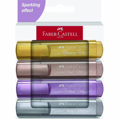 Immagine di Evidenziatore FABER CASTELL TEXTLINER 46 METALLIC punta a scalpello - astuccio 4 colori assortiti