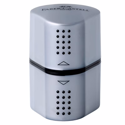 Immagine di Temperamatite con serbaoio a tre fori FABER CASTELL GRIP colore grigio