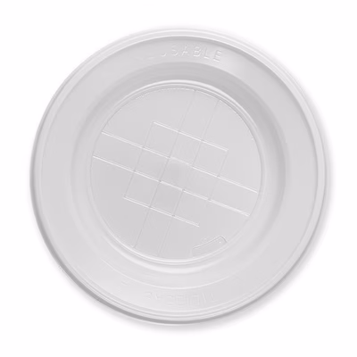 Immagine di Piatto fondo rotondo riutilizzabile ARISTEA ARÌ in polistirene colore bianco Ø 22 cm