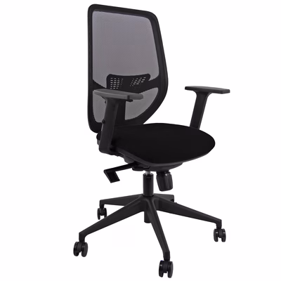 Immagine di Sedia operativa ARIA braccioli regolabili schienale rete e sedile in tessuto colore nero