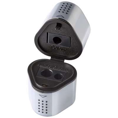 Immagine di Temperamatite a tre fori con serbatoio FABER CASTELL GRIP 2001 colore grigio