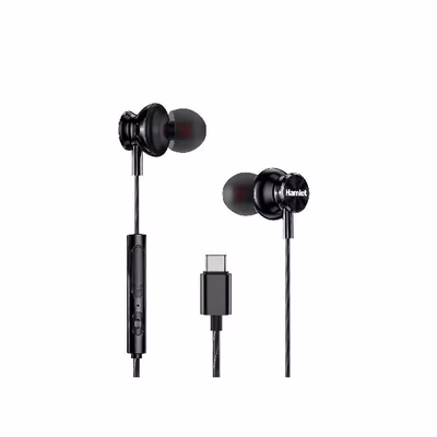 Immagine di Auricolari con filo si USB-C nero HAMLET HHEADM-IEC Auricolari in-ear USB-C con telecomand HHEADM-I