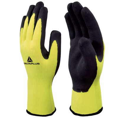Immagine di Guanti in lattice grip alta visibilità DELTA PLUS APOLLON colore giallo fluo taglia 7 - paio