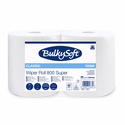 Immagine di Rotolo industriale BULKYSOFT WIPER ROLL 800 Super in cellulosa 2 veli 400 strappi 84 metri
