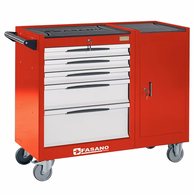 Immagine di Carrello porta utensili FG105 top in gomma 5 cassetti colore rosso