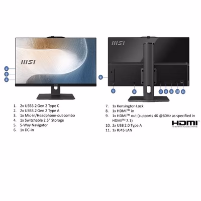 Immagine di Pc All-in-One 23,8" professional pentium 128GB MSI Modern AM242TP 12M-2213EU 9S6AE0711-2213