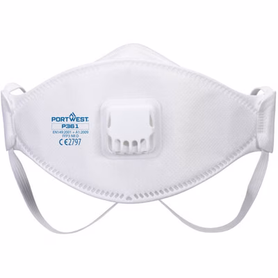 Immagine di Mascherina FFP3 dolomia con valvola confezione da 10 PORTWEST P361 colore bianco