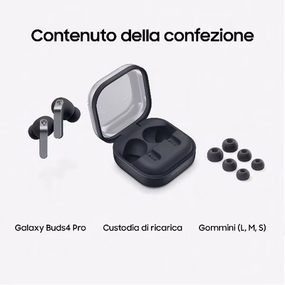 Immagine di Auricolari wireless si bluetooth nero SAMSUNG GALAXY BUDS4 PRO BLACK SM-R640NZKAITV