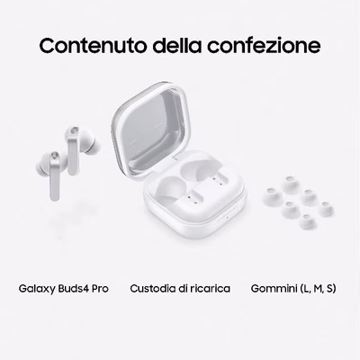 Immagine di Auricolari wireless si bluetooth bianco SAMSUNG GALAXY BUDS4 PRO WHITE SM-R640NZWAITV