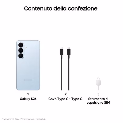 Immagine di Smartphone 256GB SAMSUNG GALAXY S26 12+256GB SKYBLUE SM-S942BLBGEUE
