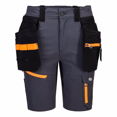 Immagine di Ev4 pantaloncini da lavoro leggeri con tasche porta-utensili removibili PORTWEST EV444 colore Grigio