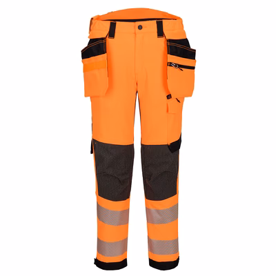 Immagine di Ev4 pantaloni stretch hi-vis classe 2 con tasche holster staccabili PORTWEST EV448 colore arancione