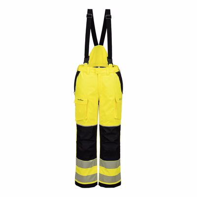 Immagine di Pw3 fr modaflame rain+ hi-vis pantaloni invernali con tasche holster PORTWEST FR426 colore Yellow/Bl